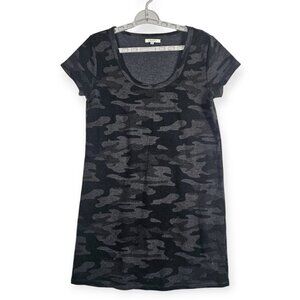 Z Supply Camo T-Shirt Dress - Women's Small - Black/Gray Knit Mini